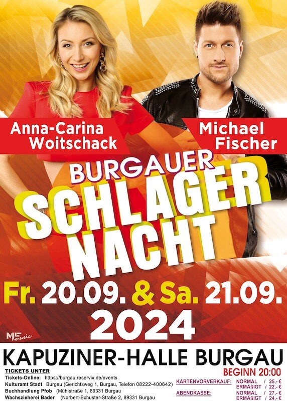 Burgauer Schlagernacht mit Anna-Carina Woitschack & Michael Fischer