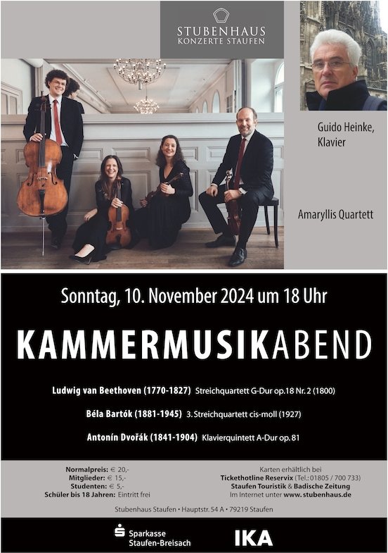 Kammermusikabend - Streichquartett und Klavier