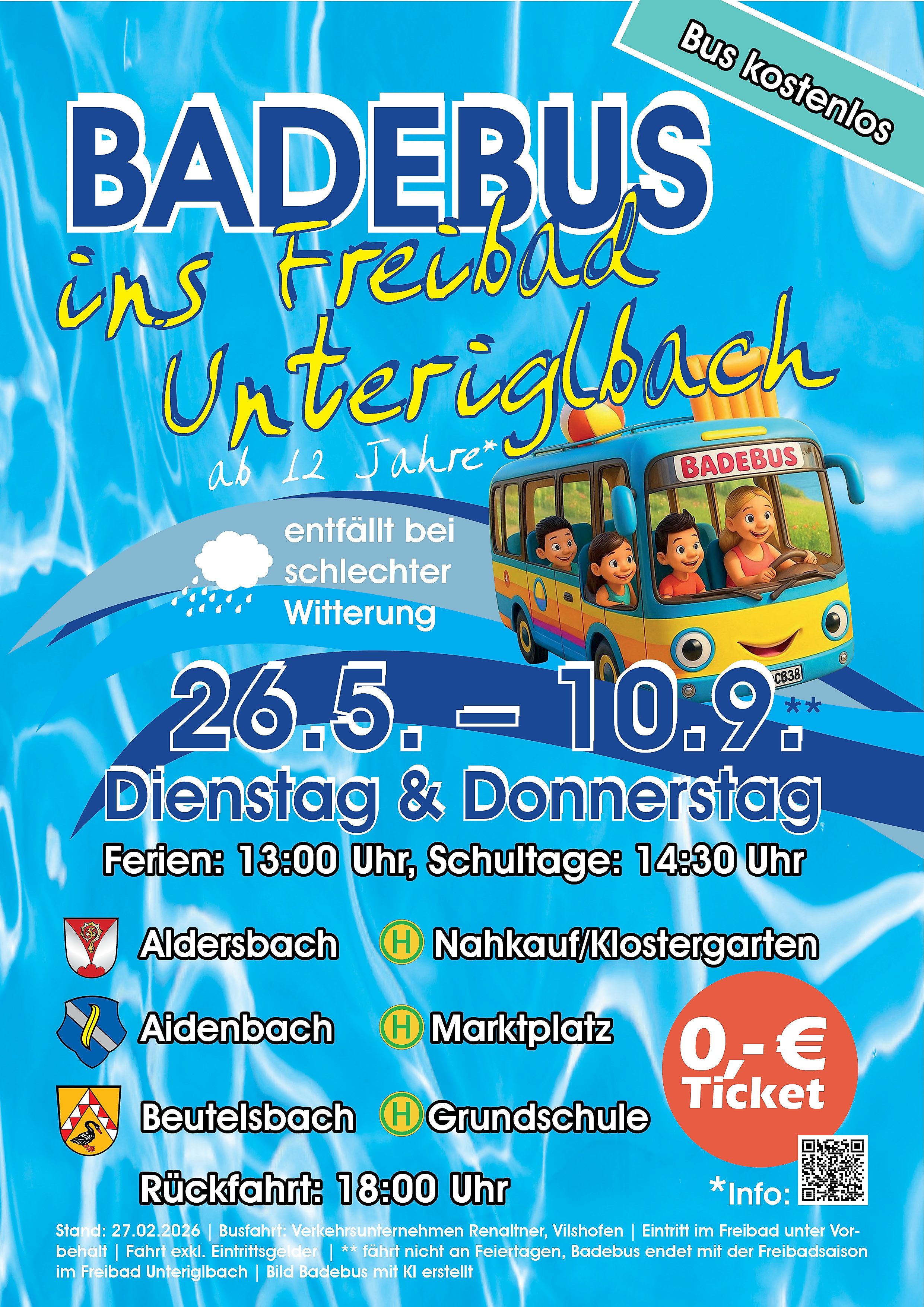 Gemeinsamer kostenloser Badebus